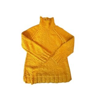Anthropologie Moth Mustard Yellow Mock Turtleneck Boucle Sweater Cozy